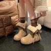 Soft leather version~ cotton shoes women's inner height-increasing velvet short boots 2025 winter new matte non-slip warm snow boots