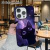 Phone Case: 2D Flat Design Suitable for iPhone 18, 17, 16, 15, 14, 13 Pro Film Protective Case, Couple Style, Starry Black Cat, Christmas and Hallowee