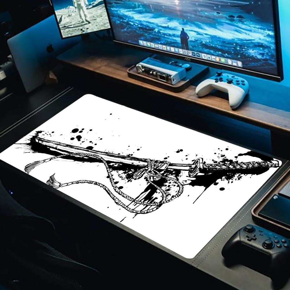 Japan Katana Mouse Pad Extended Keyboard Mat XXL Large Gamer Desk Pads Office Computer Mousepad Game Anti-Slip Rubber Table Mats