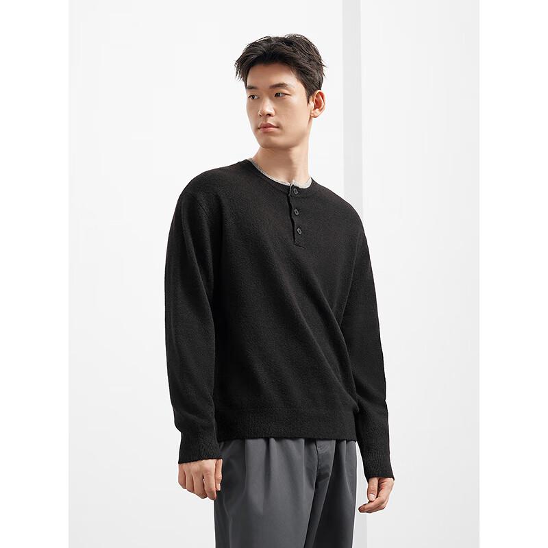 GXG Men's Wool Blend Faux Two-Piece Round Neck Knit Sweater