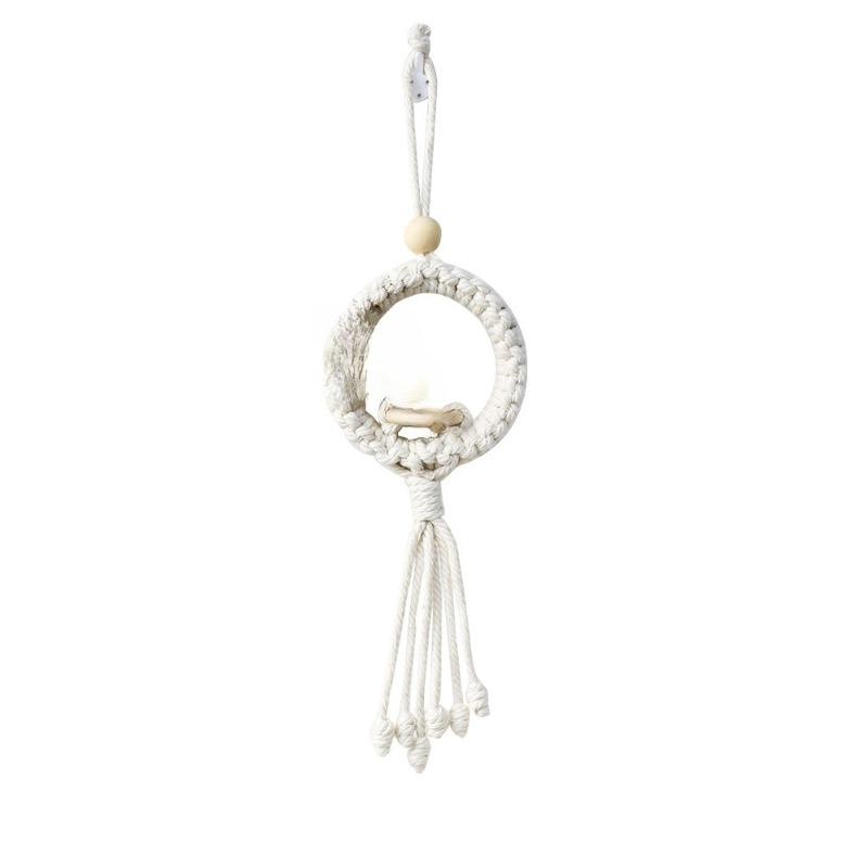 1/2pcs Bohemian Hand-Woven Cotton Rope Hanging Basket Macrame Wall Decor for Bedroom Living Room Dried Flower Wall Decor