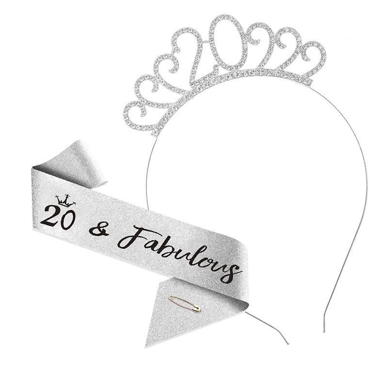 Cross-Border Digital Birthday Crown Set: Headdress, Party Shoulder Strap & Etiquette Belt Photo Prop for Girls