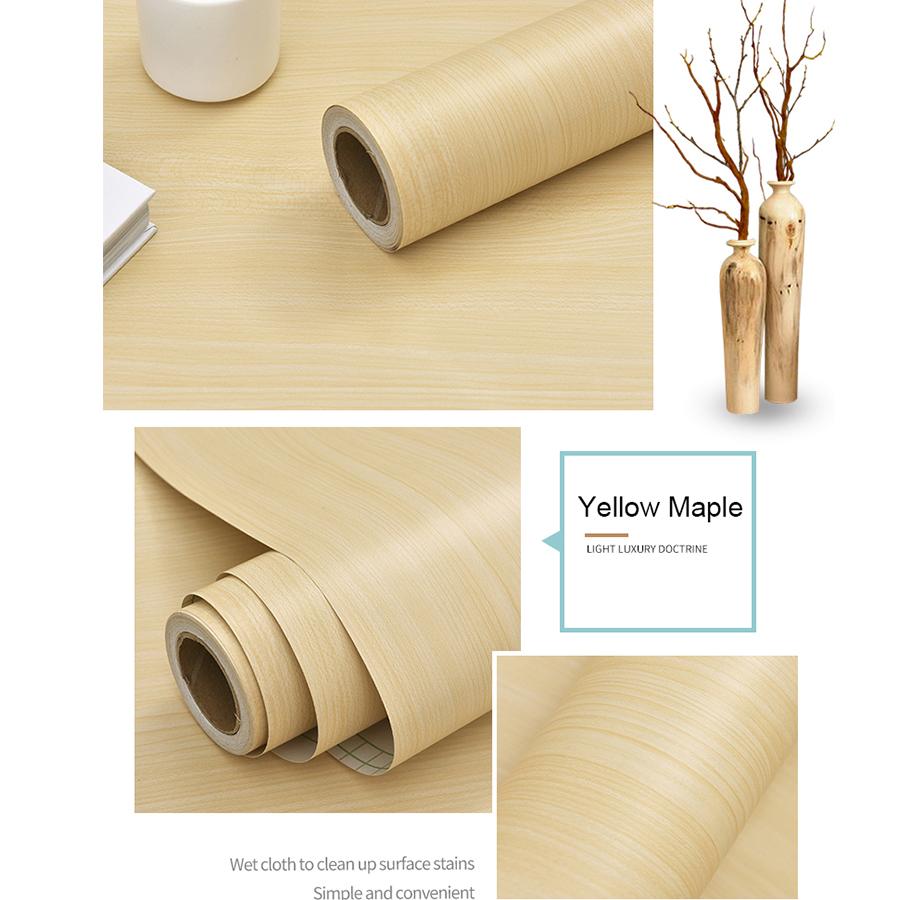 YUNPOINT Wood Grain Self-Adhesive PVC Wallpaper Tabletop Renovation Stickers Bedroom Wardrobe Cabinet Waterproof Decorative Film