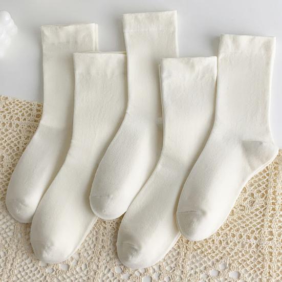 5 Pairs Crew Socks for Women Ribbed Knit Slouch Boot Socks Breathable Crochet Long Piles Socks for High School Girls