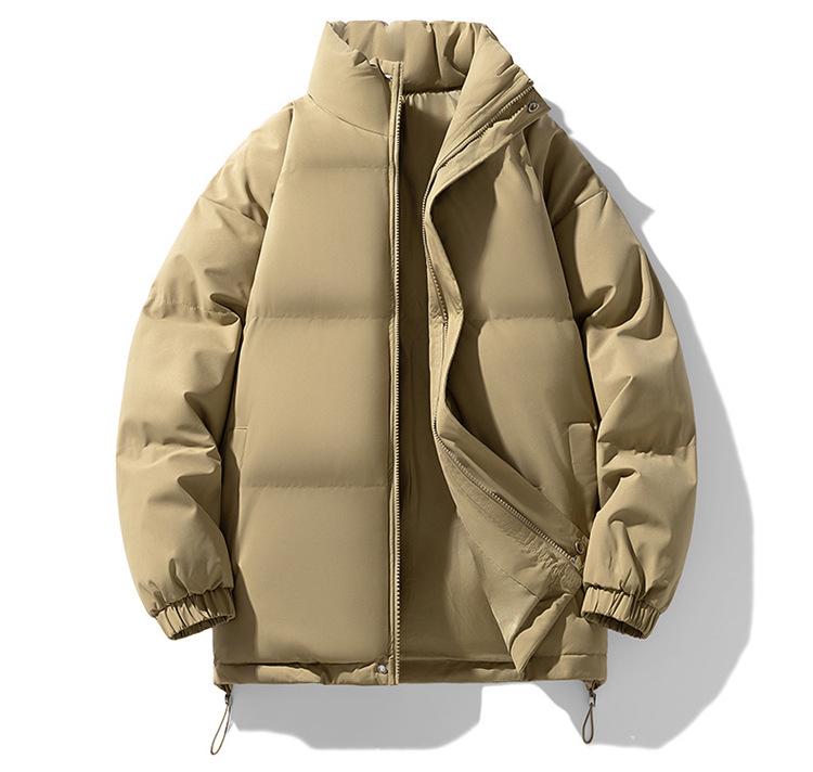 Herren Winter Stehkragen Baumwolljacke: Lockere, trendige, vielseitige Oberbekleidung für Paare - Einfarbiger Brotanzug