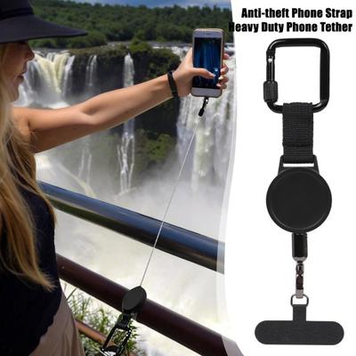 Einziehbares Handy-Lanyard Outdoor Diebstahlschutz Handy-Gurt mit Edelstahldraht Langlebige Schnalle und Verriegelnder Karabiner Einfache Installation Handy-Leine