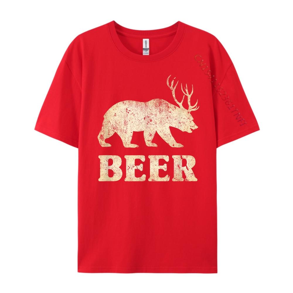 

Vintage Bear Deer Funny Beer Funny Shirts Student Durable and Wearresistant Mens Shirts Lovers Day S