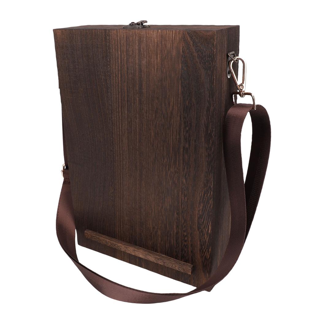 Writers Messenger Wood Box Multifunctional Wooden Handmade Postman Bag Portable Artist Tool Bag Painting Brush Tool