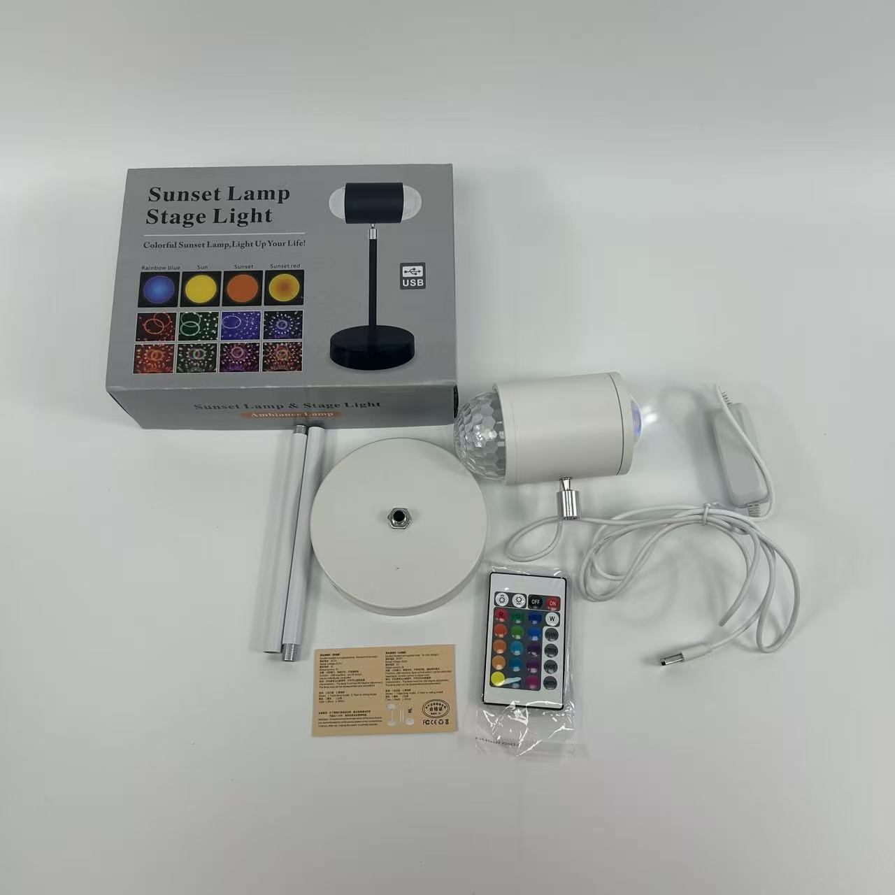 CE Certified RGB LED Sunset Water Ripple Projector Double Head Remote Control Atmosphere Night Light for Bedroom Hotel Bar Decor 4