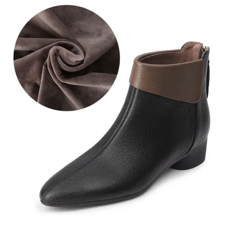 3 Leather Soft-soled Short Boots Women's Spring and Autumn Single Boots Pointed 2025 New Winter Velvet Versatile French Boots Women