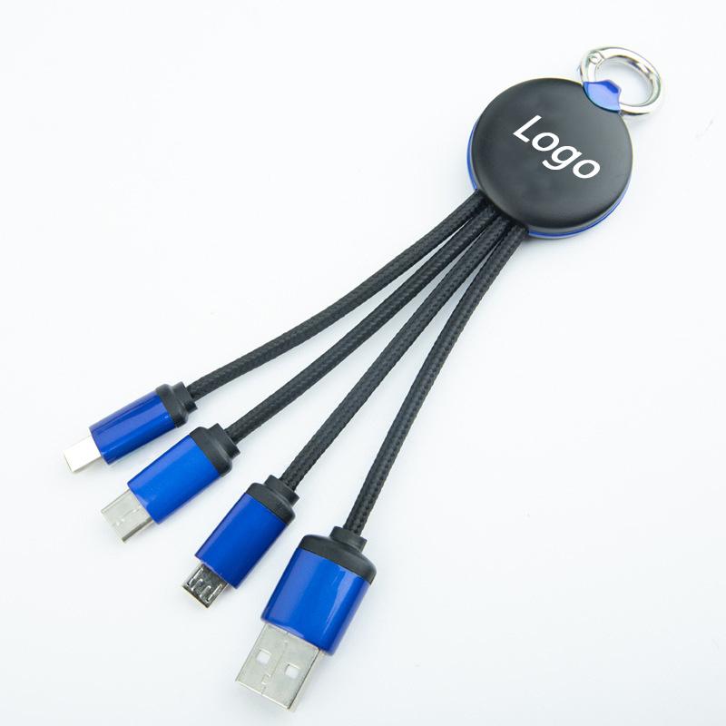 Easy to Carry Multifunctional Fast Charging Data Transmission Mobile Phone Charging Cable 15cm синий