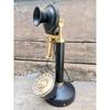 Candlestick-Telefon Schwarz & Gold & Vollgold Vintage Festnetztelefon aus Messing Antikes Drehrad für den Schreibtisch