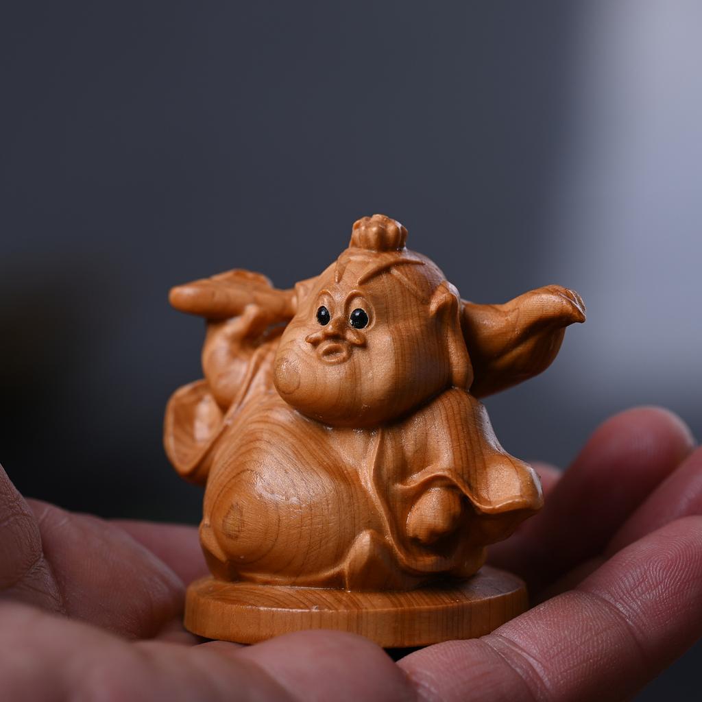 Cute Zodiac Pig Statuette Desktop Cartoons Nezha Taiyi Real Person Flying Pig Car Ornament Collectable  Kids Event Birthday Gift