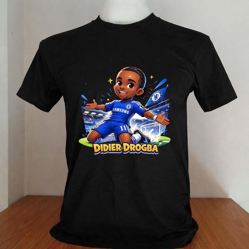 didier drogba t-shirt black color chelsea cartoon L