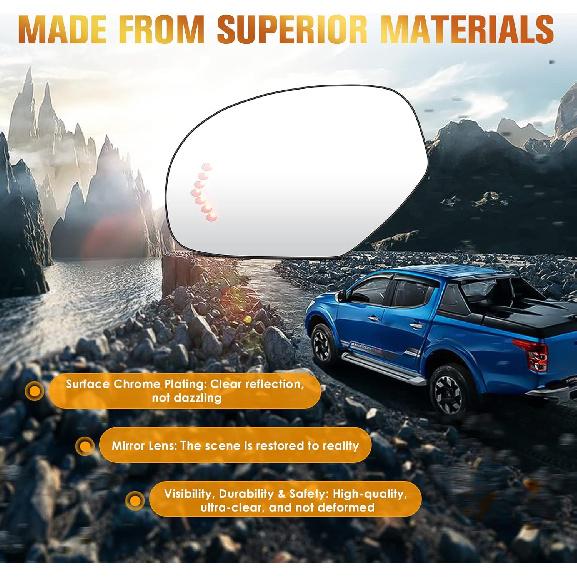 Driver Left Side Heated Mirror Glass Fits For 2007-2014 Cadillac Escalade Chevy Avalanche Silverado Suburban Tahoe GMC Sierra Yukon 1500 2500 2500HD