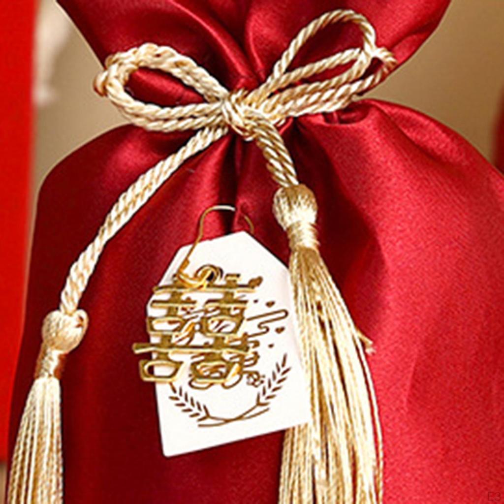 10 Pieces Red Drawstring Bags for Wedding Treats, Satin Goodies Pouches