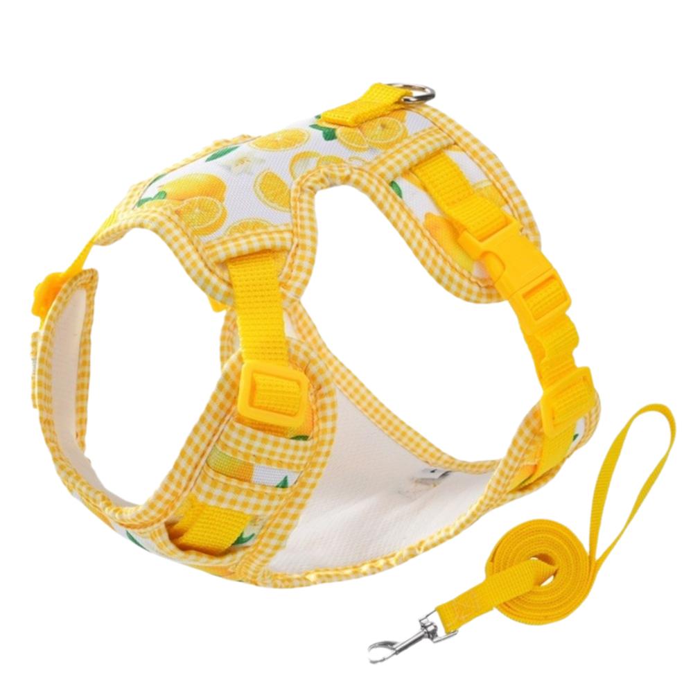 Adjustable Dog Harness Leash Set Cartoon Pattern Breathable Dog Harness Vest Comfort Fit Escape-Proof Pet Walking Rope