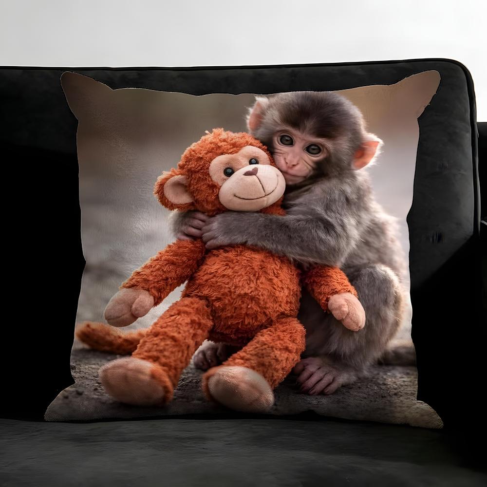 Punch Monkey Cute Cushion Cover Pillowcase Ultra Soft Skin Friendly Fabric Cloud Like Comfort & Concealed Zipper