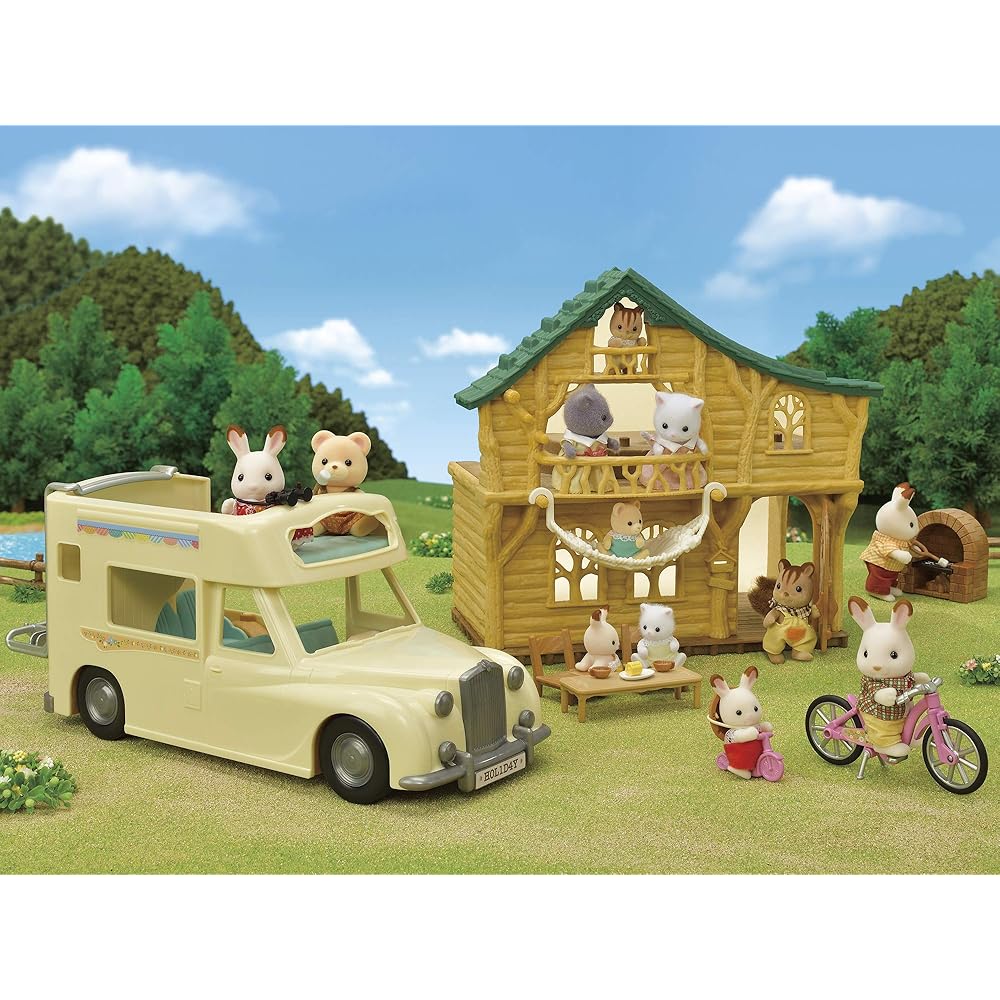 Sylvanian Families Camping Car Toy Set for Ages 3 and Up, ST Mark Certified, Dollhouse Accessory