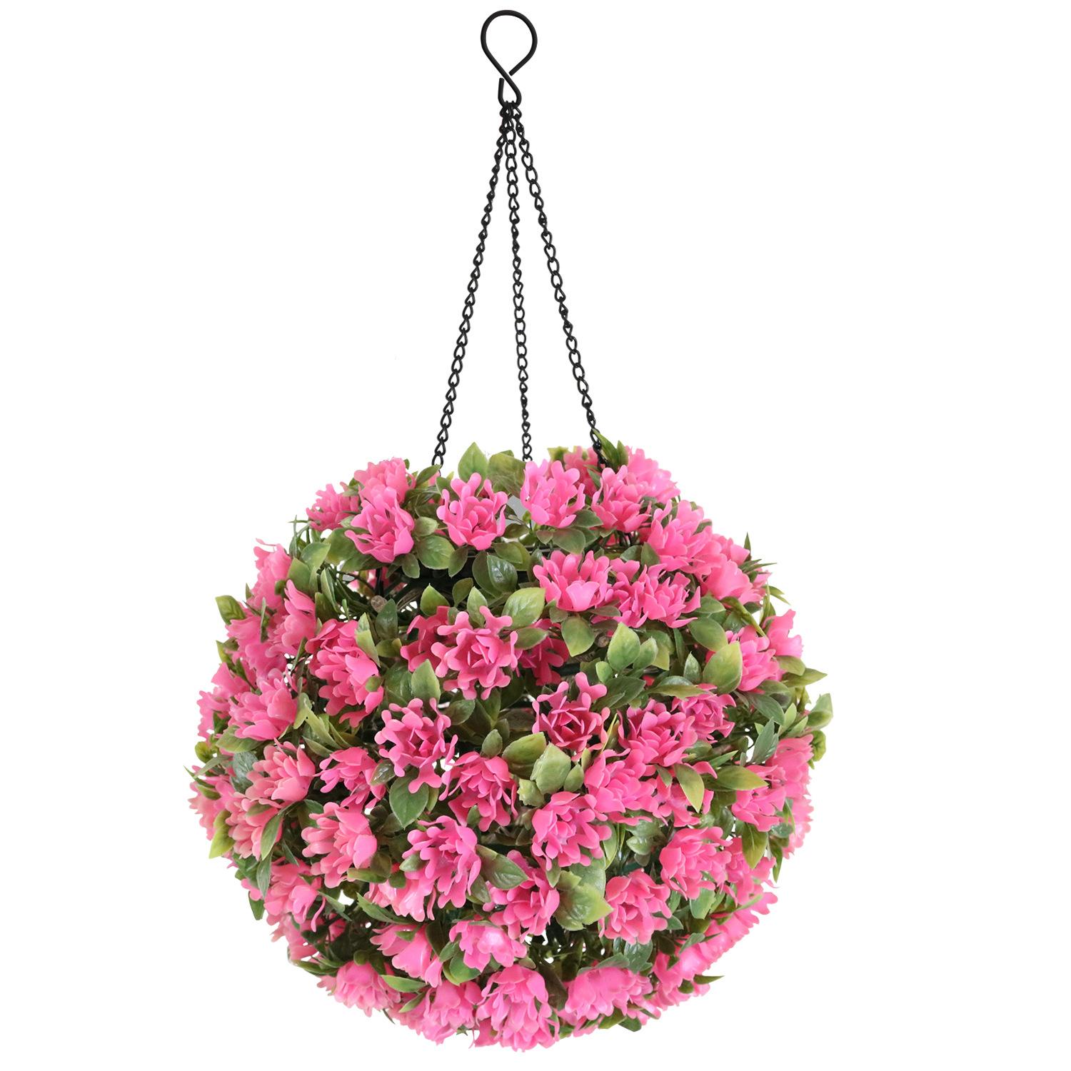 

Artificial Flower Grass Ball Chandelier Outdoor Garden Hanging Solar Lamp Topiary Ball Light,Size L A