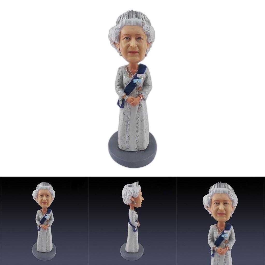 La Reine 70e Jubilé de Platine Statue Tête Bobble Matériau Résine Lourde Peinture Faite à la Main Décoration Maison Bureau
