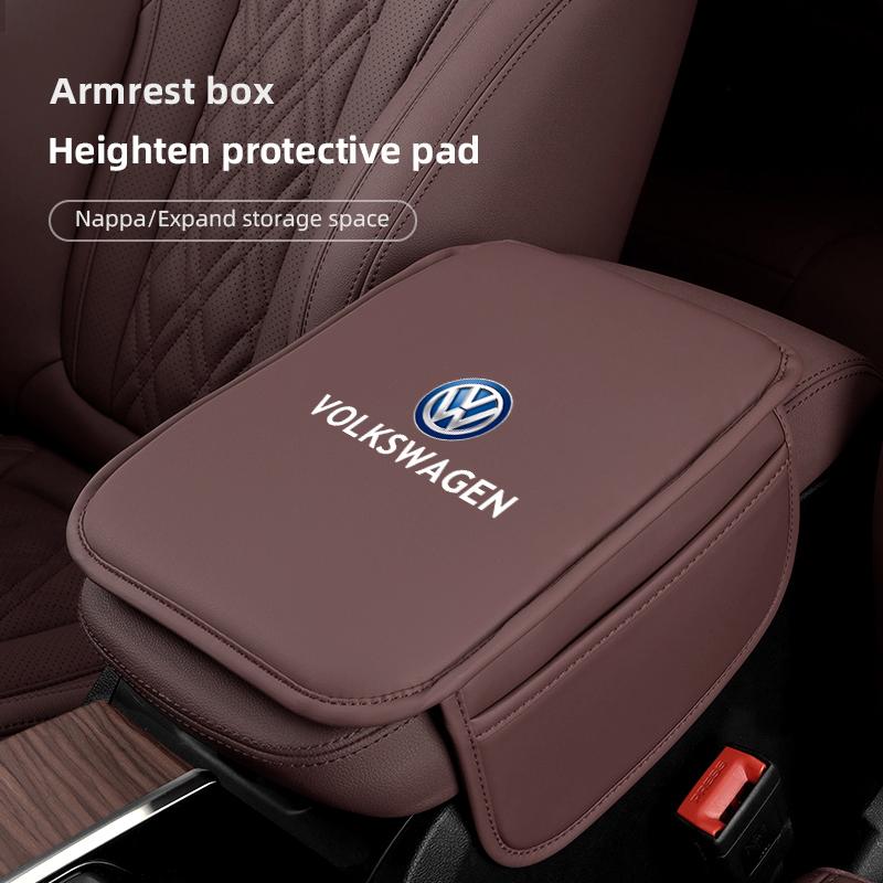 2026 Hot For Volkswagen VW Car Leather Armrest Pad Elbow Support Cushion For Volkswagen GTI Golf 6 7 8 Polo VW R-Line CC Passat