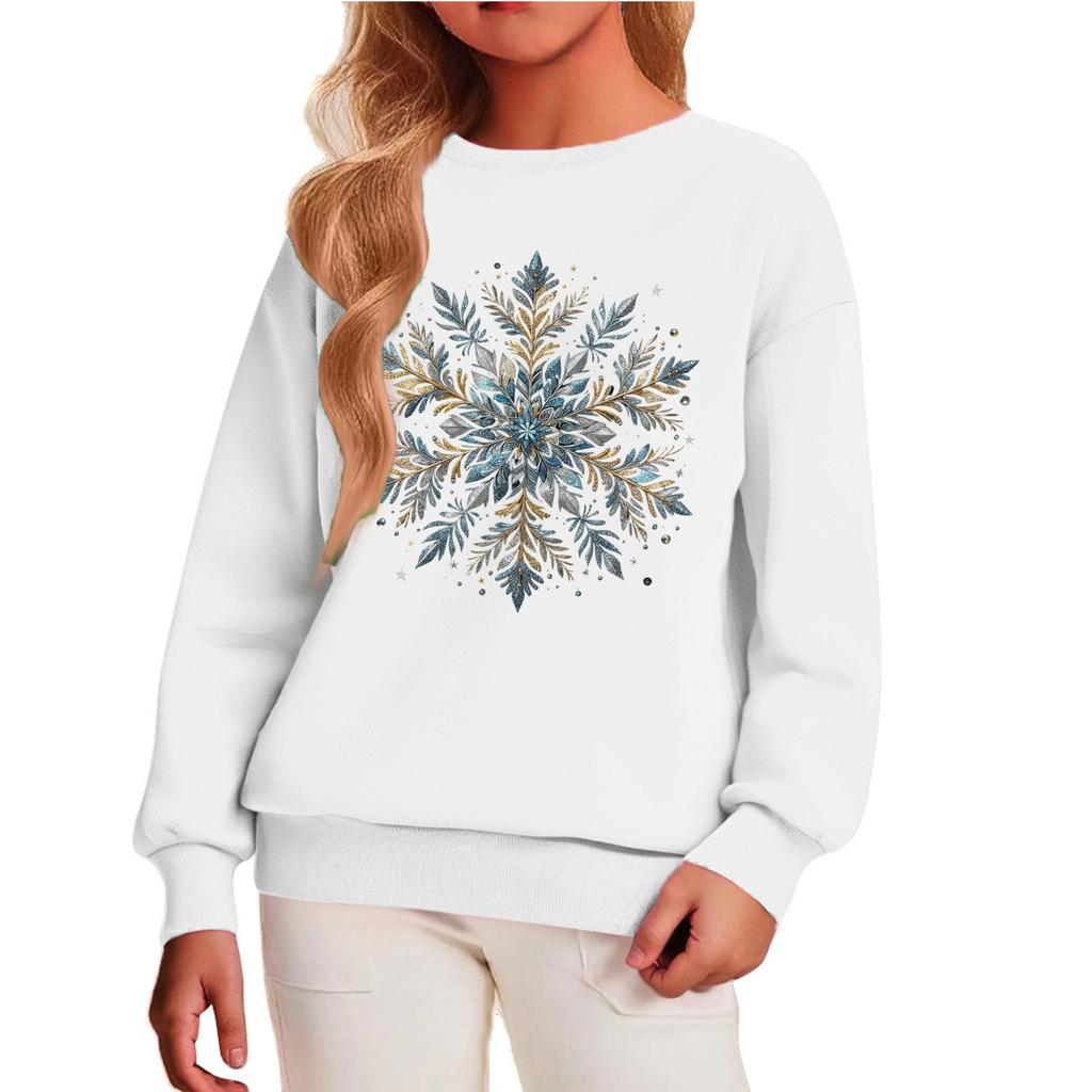 Children's Casual Round Neck Printed Pullover Long-sleeved Hooded Sweatshirt Top