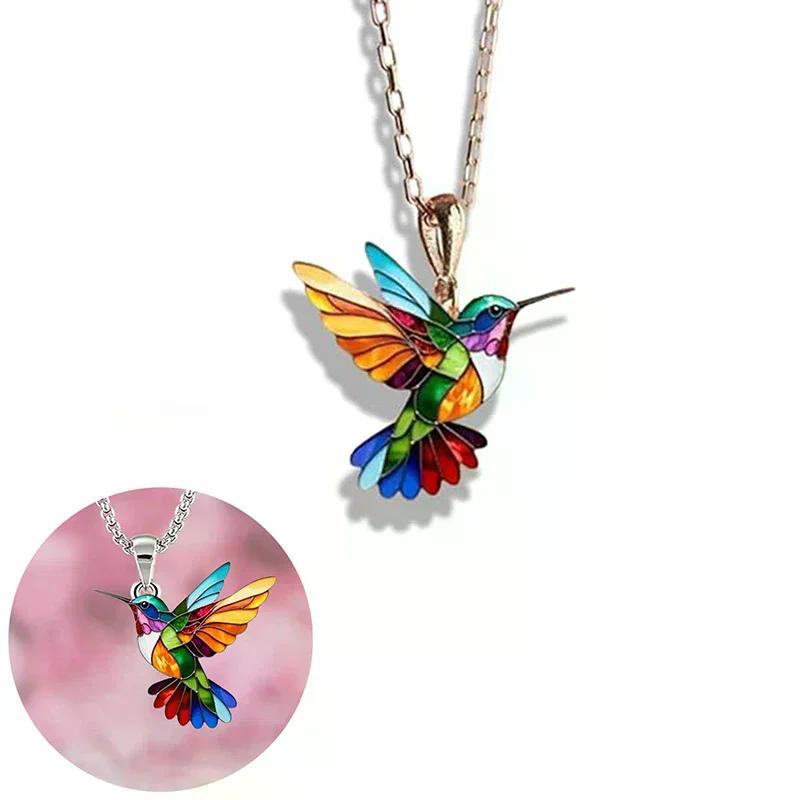 1PC Acrylic Hummingbird 2D Bird Shape Necklace for Women Girls Neck Charms Spring Summer Jewelry Gifts Accessories