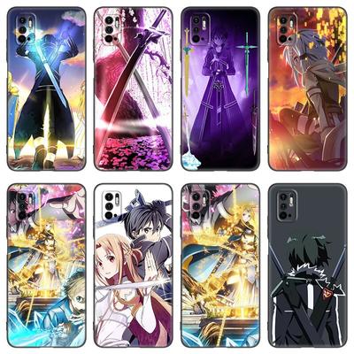 Anime Kirito Und Asuna Telefon Fall Für Xiaomi Redmi Hinweis 7 8 8T 9 9S 10 10S 10T 11 11S 4G 11E 11T Pro 5G Weiche TPU Schwarz Abdeckung