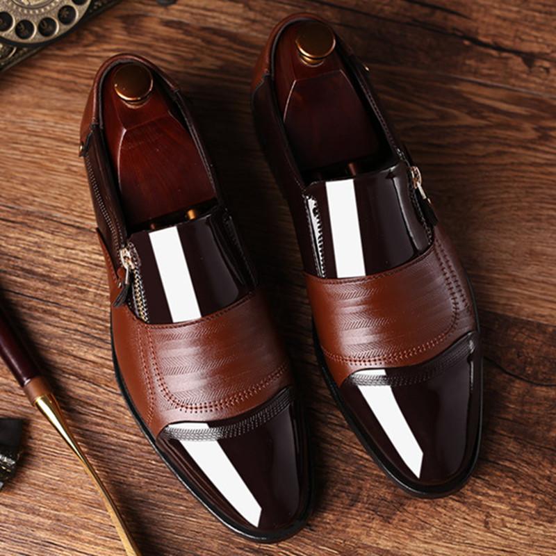 FashionMen's Loafers slip on Comfortable Flats Casual Shoes Men Breathable Moccasins Slip-On zips Soft Leather Shoes men big size 48