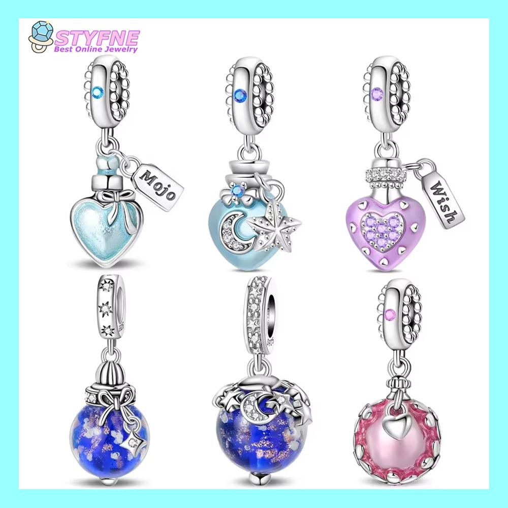 Luminous Blue Wish Bottle Star Purple Heart Copper Original Charms Beads Fit Bracelet Women Jewelry Making Diy Gift