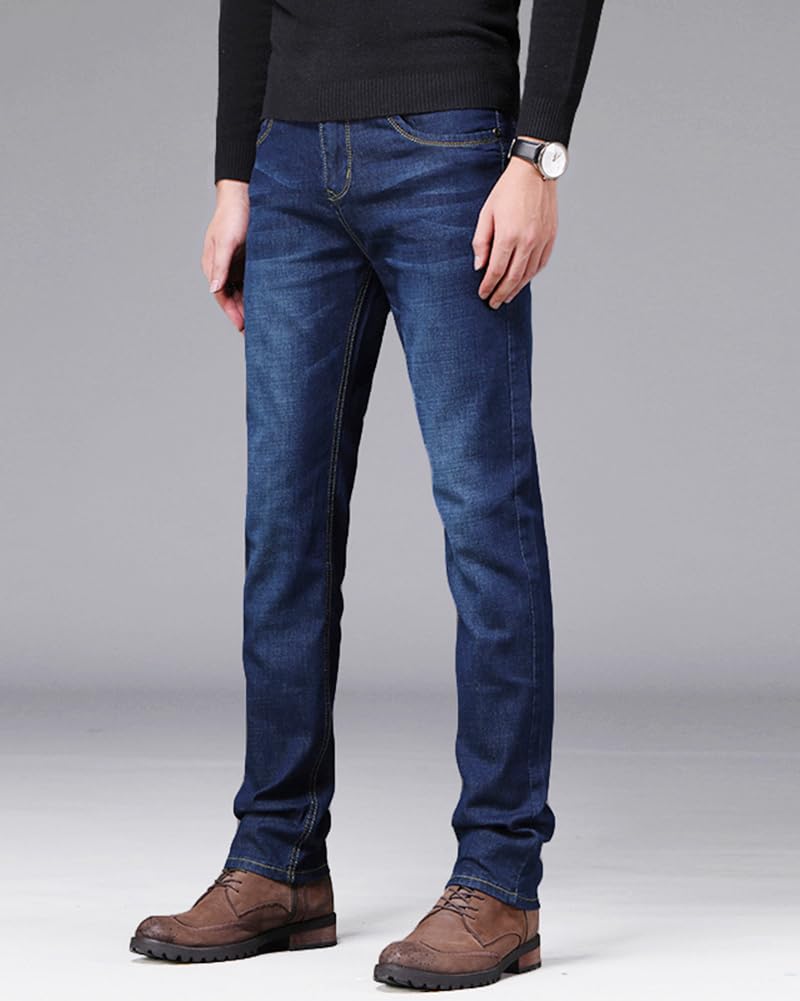 Soinnga Men's Skinny Jeans, Stretch Straight Denim Pants, Long Pants, Casual, All Season, Slim Fit, Blue, Size 32