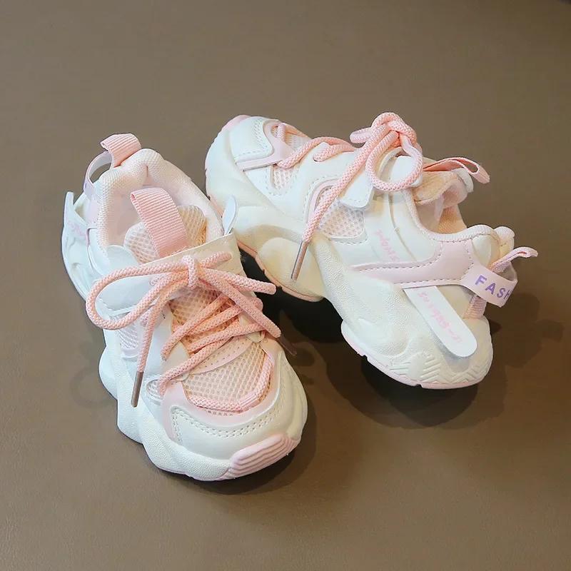 Girl Child Sport Shoe Spring Mesh Breathable Toddlers School Running Sneakers Fashion Non-slip Kids Boys Basketball Shoes