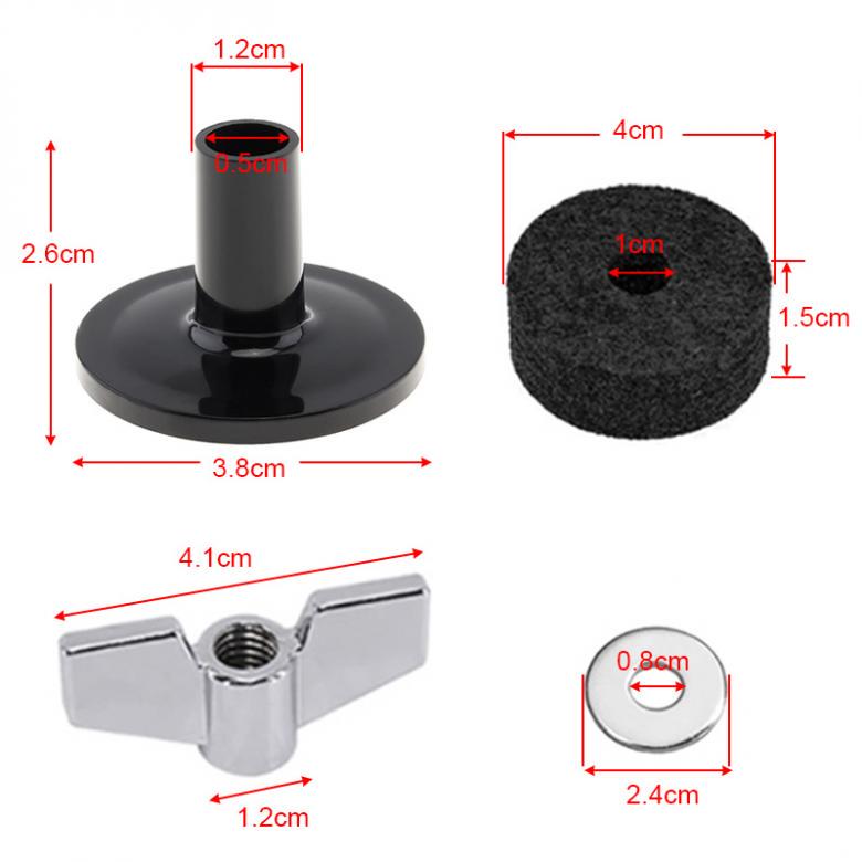 12pcs Jazz Drum Cymbal Felt Pads Parts with Cymbal Sleeves&Wing Nuts&Washers&Cymbal Wool Felt Pads