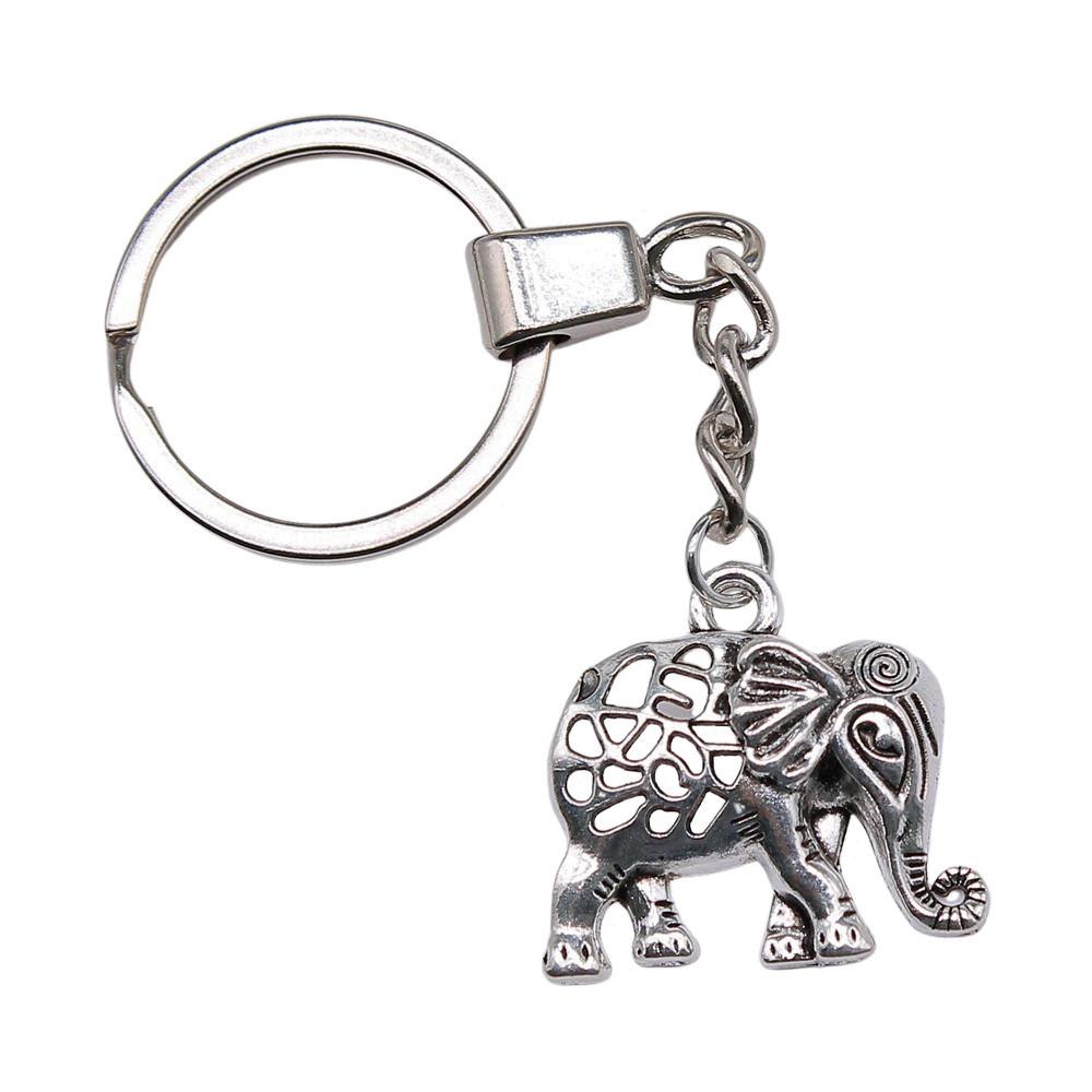 Pendentifs Porte-clés Éléphant Amoureux des Animaux Bijoux en Métal Artisanat Anneau 30mm