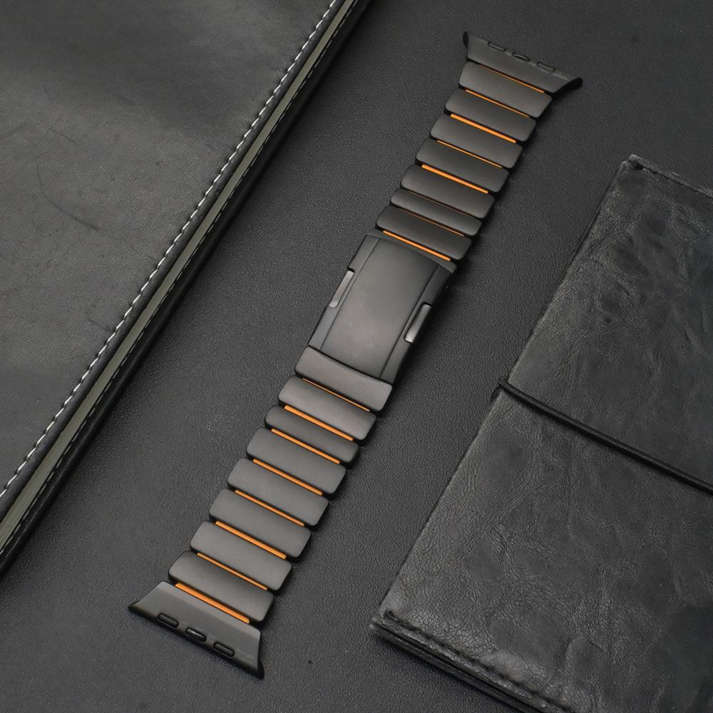 Tytanowy Silikonowy Pasek do Apple Watch Ultra 3 2 49mm Seria 11 10 46mm Luksusowa Bransoleta do iwatch 9 8 7 6 5 SE 45mm 44mm Pasek