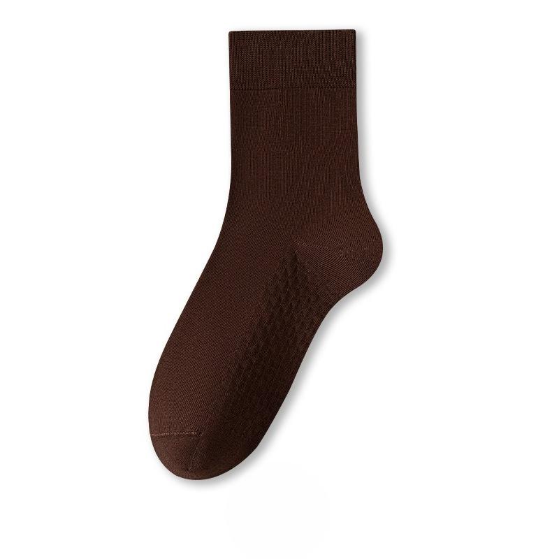 Men Spring and Autumn Pure Color Cotton Antibacterial Sweat Absorbent Breathable Boneless Massage Bottom Socks