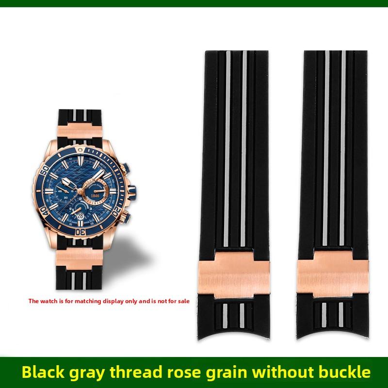 Natürliches Gummi Uhrenarmband 22mm Gebogen für Ulysse Nardin 263-10-3/93 263 DIVER Silikonarmband Faltschließe Wasserdichte Armbänder