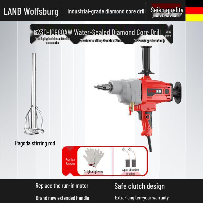 Diamantkern-Betonbohrer & Ständer – Handgehaltener Nass-/Trockenlochbohrer mit Wasserbohrermischer