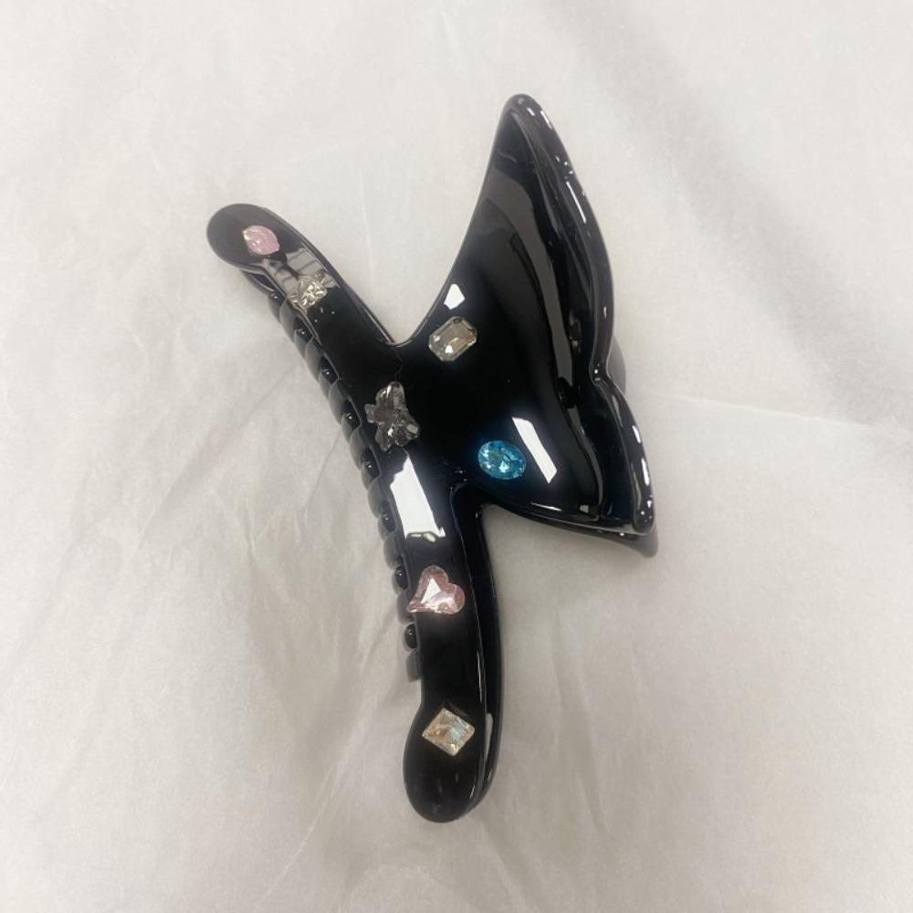 Уксусная кислота Бабочка коготь для волос блестящий большой зажим для акулы милый горный хрусталь захват зажим для путешествий