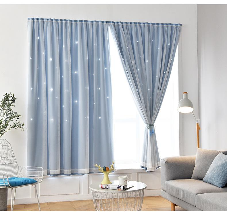 2 פנלים וילונות Autohesion לחלונות לחדר שינה בנות ילדים תינוק וילון חלון כפול שכבה כפולה כוכב חתוך סלון עיצוב קיר בית