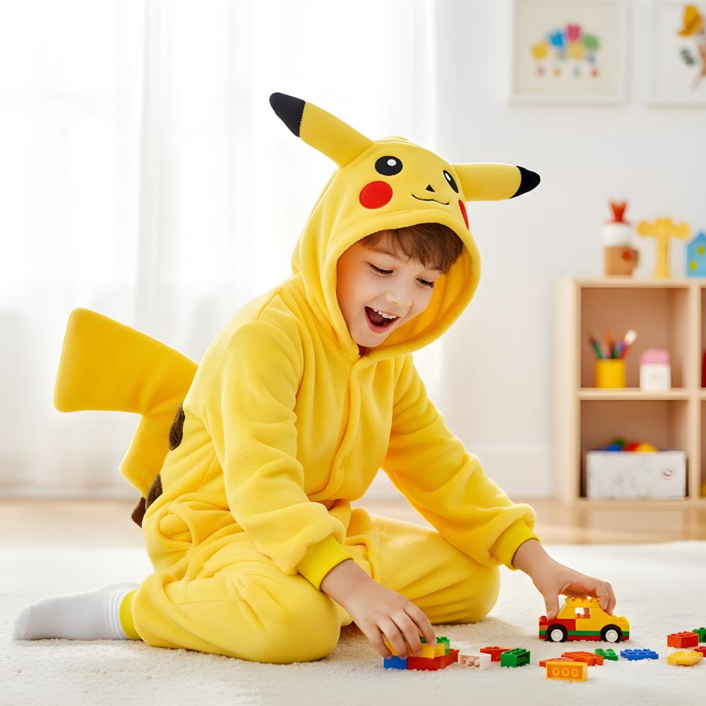 Piżama Onesie Kigurumi Kostium Przebranie Pokemon Pikachu Dzieci 105-115Cm