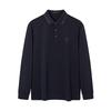Qipai Men's Long Sleeve Wool Blend Jacquard Polo Shirt