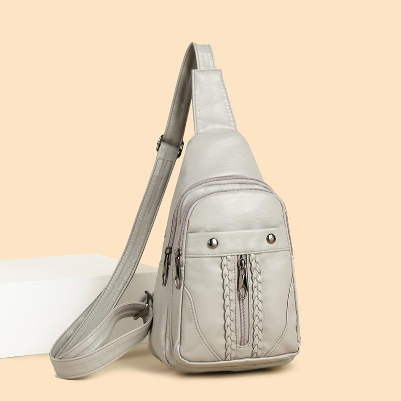 Fashion Casual Chest Bag Women's Bag New Versatile Soft Leather Women's Shoulder Crossbody Breast Bag Retro Small Backpack