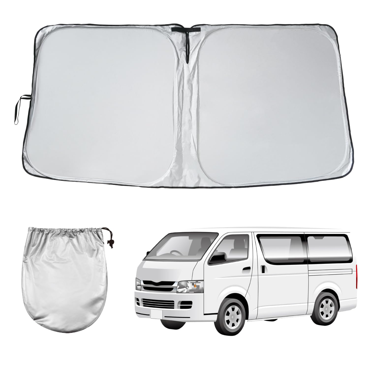 

SEIWA Sunshade for Toyota Hiace 200 Series Sunshade IMP289 Front Use Easy Installation UV Light Heat Shielding Also Compatible with Nissan NV350 чёрный