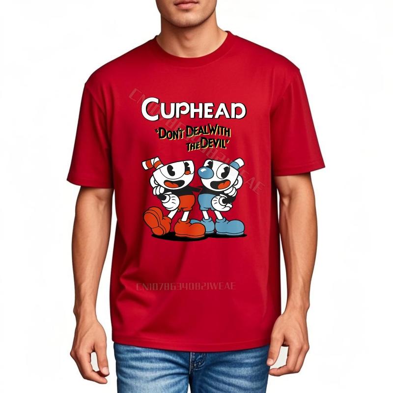 Rock tshirt Adult Classic Tshirt Cuphead And MugUnisex Cartoon Design Casual Unisexs Tshirt Retro Trendy Tshirt Daily Wear