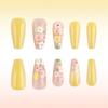 Square Press On Nails Flower Fake Nails Stick On Nails In 12 Sizes 24 Pcs French Nails Tips for DIY Nail Art Decorations