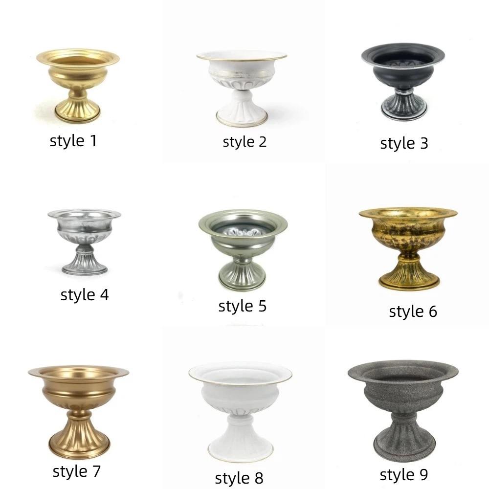 European Retro Flower Vase High-footed Metal Urn-shaped Vase Elegant Luxury Flower Pots Floral Arrangement