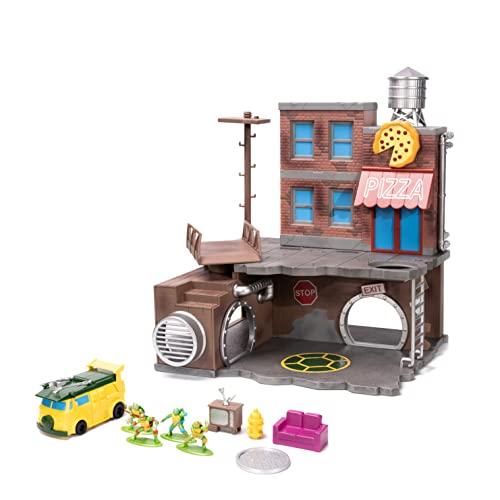 

Jada Toys Черепашки-ниндзя Логово черепахи Нано-сцена с литой коллекционной фигуркой 1,65 дюйма, игрушка для детей и взрослых