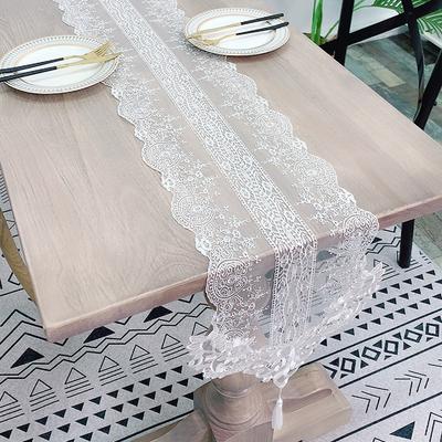 Runner da tavolo in pizzo in stile romantico francese, moda, per la casa, tavolo da pranzo, runner con nappe, tavolino da caffè, mobile TV, copridivano